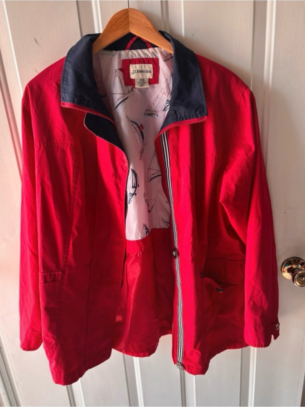 St. John's Bay Red Nautical Sailboat Lined Jacket Women’s Size Large